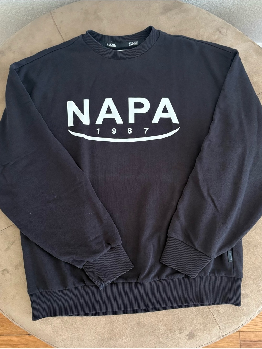 Napapijri Black Crewneck Sweatshirt with White NAPA Logo